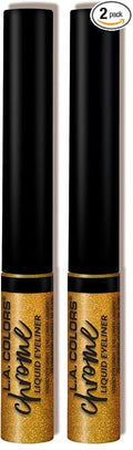 L.A. COLORS Liquid Eyeliner Collection, Chrome Liquid Gold CLE804 (Pack of 2)