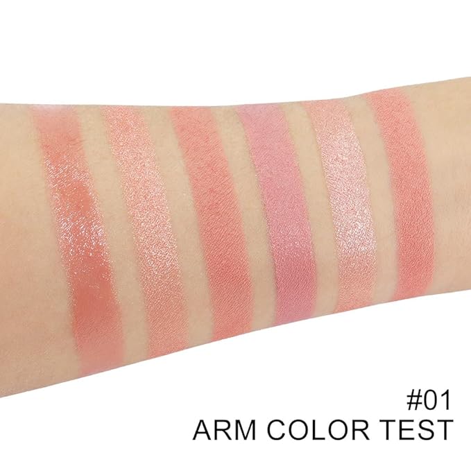 6-in-1 Cream & Powder Blush Highlighter & Eyeshadow Makeup Palette, Neutral Nude Orange Matte & Shimmer Makeup Palette, Comprehensive Face Makeup Plate for Women Daily,Vegan and cruelty-free 01