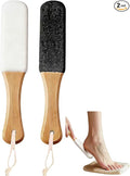 2-Pack Professional Pedicure Foot File with Wooden Handle & Pumice Stone - Callus Remover for Feet & Hands, Foot Scrubber for Dead Skin, Dry Rough Feet, Cracked Heels and Corns
