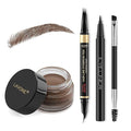 LAVONE Eyebrow Pen Makeup Kit, with 4 Tip Waterproof Curved Eyebrow Pen, Eyebrow Pomade, Eyeliner and Dual-ended Eyebrow Brush - Dark Brown 01