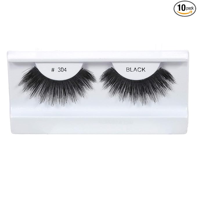 10 Pairs 100% Human Hair False Eyelashes Natural Black # 304