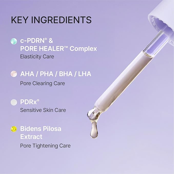 REJURAN® Pore Tightening Ampoule – PDRx 5% & c-PDRN 0.5% Facial Serum with AHA/PHA/BHA/LHA & Witch Hazel – Helps Refine the Look of Pores and Improve Skin Texture – Dropper Type Korean Skincare
