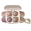 4 Color Diamond Glitter Shimmer Eyeshadow Palette, Sparkly Rose Gold Champagne Mauve Bronze Eye Shadow Quad, High Pigment Shimmer Metallic Glitter Eye Makeup for Party Glam Look, Sombra de Ojos 6