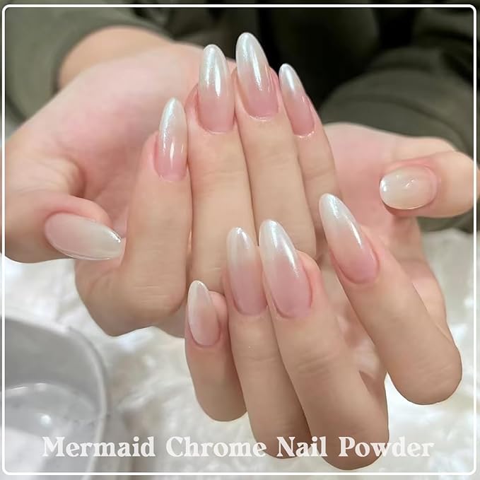 6 Colors Mermaid Chrome Nail Powder, Aurora Iridescent Pearl Art, Mirror Effect Pigment for Gel Polish, Glitter, Supplies for Women, Decoration, Design