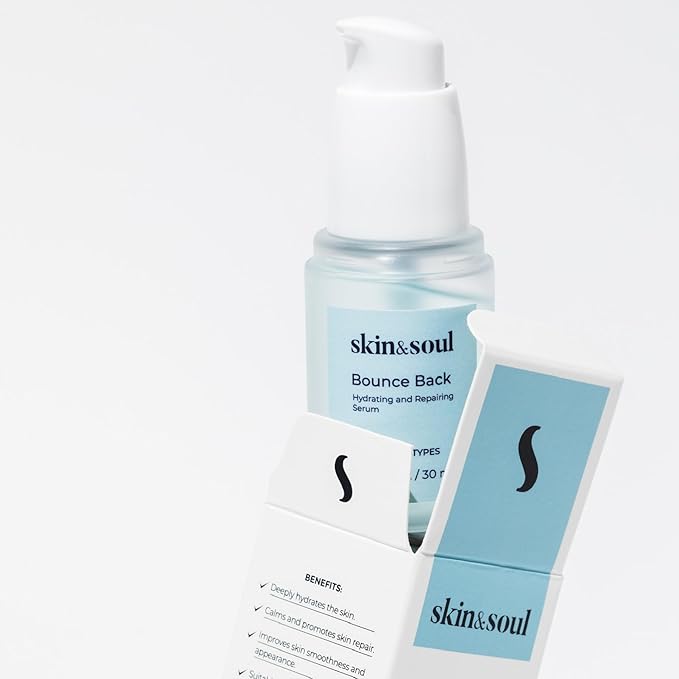 Skin & Soul Bounce Back Serum – Ceramide Face Serum for Sensitive & Acne-Prone Skin – Hydrating, Repairing & Barrier Boosting with Beta-Glucan, Peptides & Stem Cells – 1 fl oz
