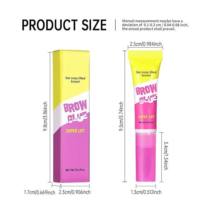 Brow Lamination Gel with Comb, 24H Clear Eyebrow Glue for Fluffy Lifted Brows, Sweatproof & Non-Flaky Hold, Creates Natural Feathered Look, All-Day Styling Kit (2-Pack)