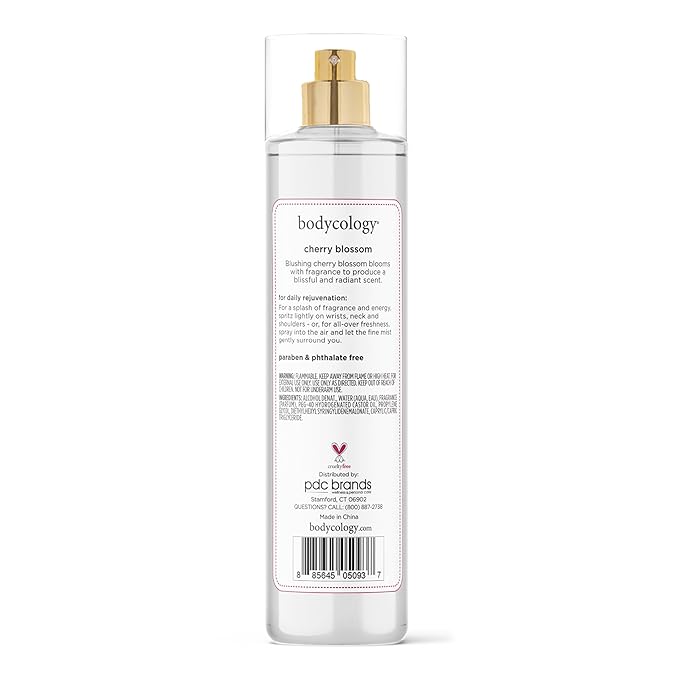 Bodycology Long-Lasting Fragrance Body Mist, Cherry Blossom, 8 fl oz (Pack of 2)
