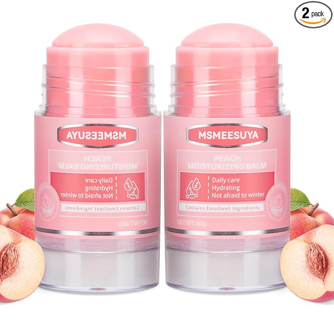 Peach Foot Cream Stick for Dry Cracked Heels and Feet, Moisturizing Heel Balm Stick, Softening Foot Care for Rough Skin, Callus & Dryness, Peach Hydration, 2-Pack