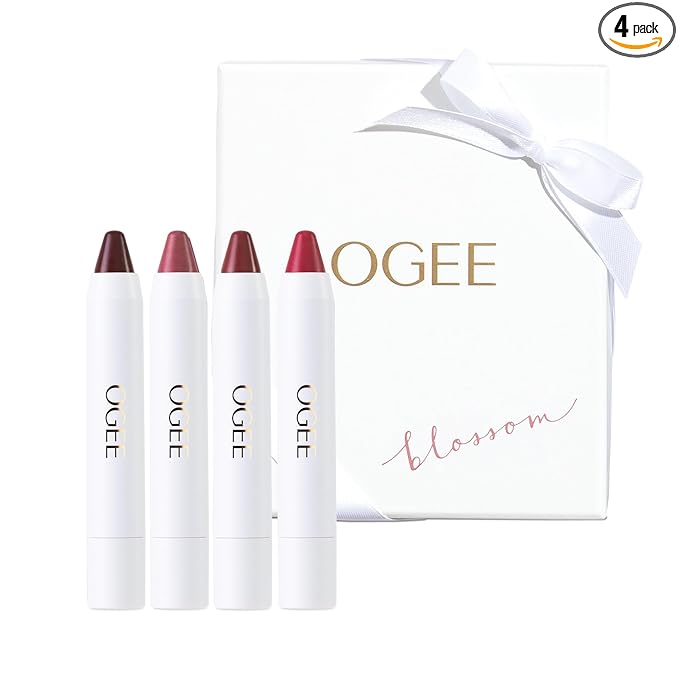 Ogee Tinted Sculpted Lip Oil - Blossom 4 Piece Gift Set - Made with 100% Organic Coconut Oil, Jojoba Oil, and Vitamin E - Best as Lip Balm, Lip Color or Lip Treatment