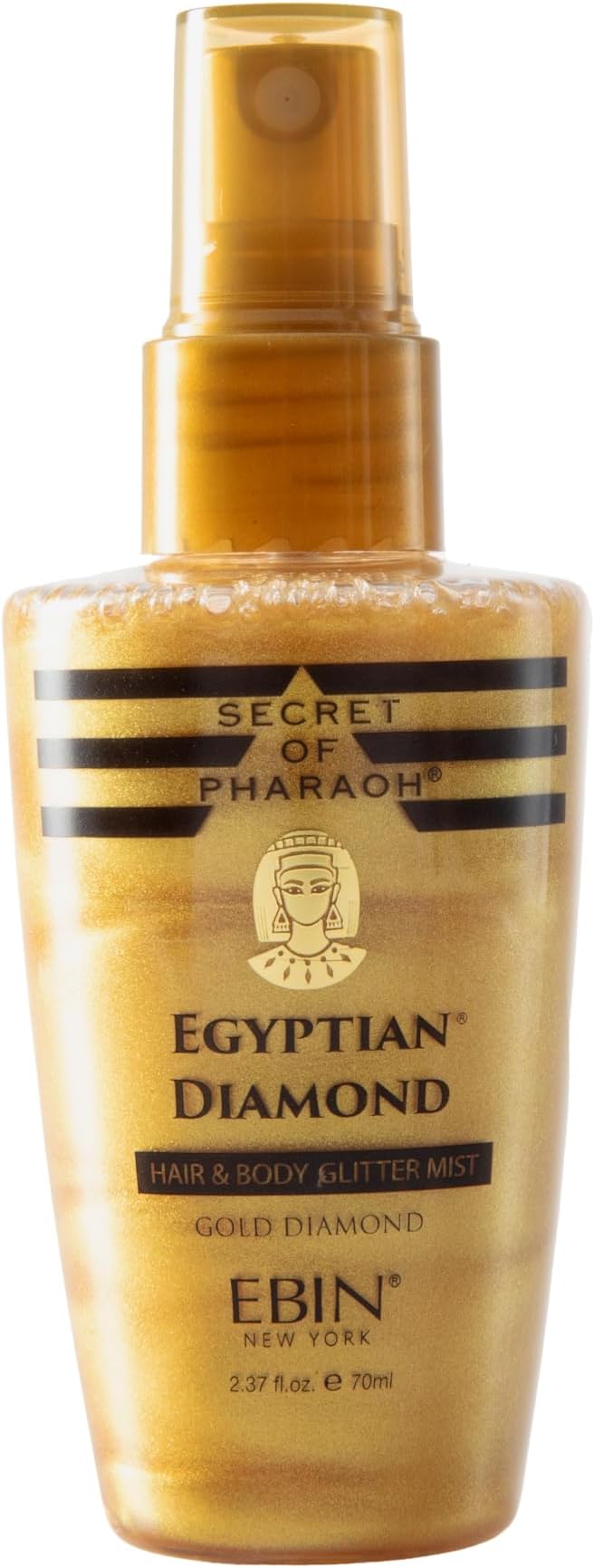 EBIN NEW YORK Egyptian Diamond Hair, Face & Body Glitter Mist - Gold 2.37oz | Quick-Drying, Long-Lasting Shiny Spray for Clothes, Rave, Festival, Travel Essentials | TikTok Trend Items