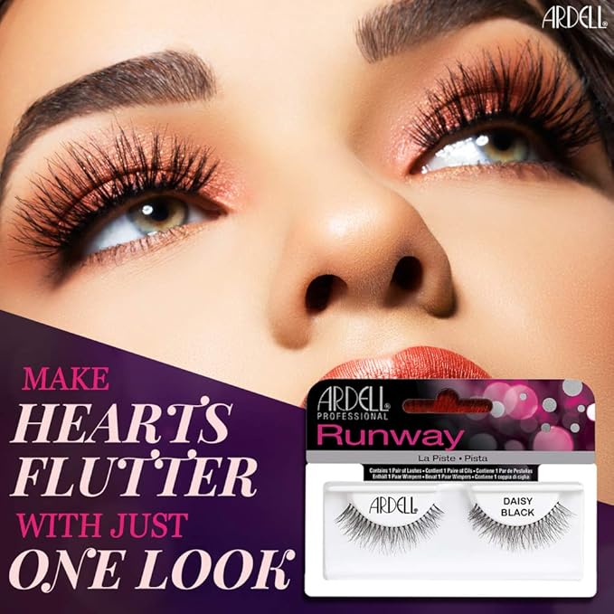Ardell False Eyelashes Daisy Black - Natural Look Lashes, Comfortable Wear for Everyday & Special Occasions, 4 Pack