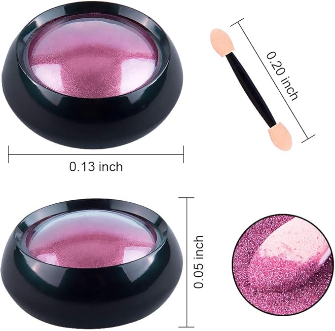 Duufin 14 Jars Chrome Nail Powder Metallic Nail Art Powder Mirror Effect Manicure Chrome Powder 14 Colors Nail Powders with 14 Pcs Eyeshadow Sticks, 1g/Jar