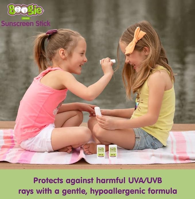 Boogie Mineral Sunscreen Stick SPF 50-0.49 oz - Sunscreen for Kids - Broad Spectrum UVA & UVB Protection - Water Resistant Sun Protection - Hypoallergenic - 100% Naturally Derived Ingredients