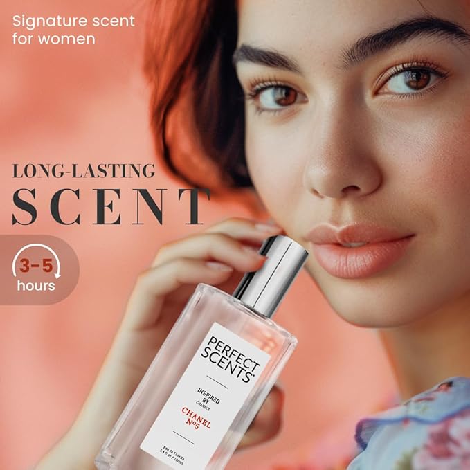 Perfect Scents Fragrances, Inspired by Chanel’s No. 5, Women’s Eau de Toilette, CLEAN, Vegan, Paraben-Free, Phthalate-Free, Never Tested on Animals, 3.4 Fluid Ounces