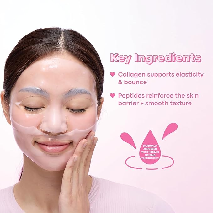 TONYMOLY Mask Melt Firming Hydrogel Overnight Face Mask 4-Pack, Melt-On Collagen & Peptide Sleeping Masks for Firmness, Elasticity & Smoother Skin, Leave-On Treatment