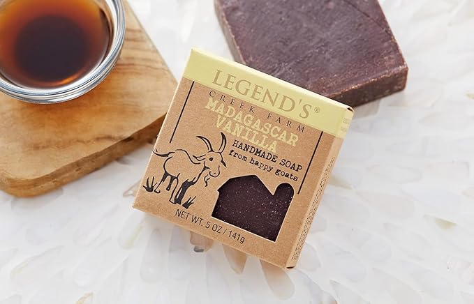 Legend's Creek Farm Goat Milk Soap - Cleansing Moisturizing Bar for Hands and Body - 5 Oz Creamy Lather, Nourishing, Gentle Natural Soap for Sensitive Skin (Madagascar Vanilla, Pack of 3)