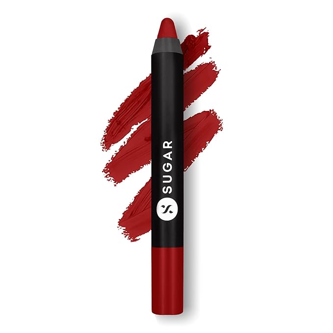 SUGAR Cosmetics Matte as Hell Crayon Lipsticks for Women Lasts Up To 8+ Hours Lip Crayon with Sharpener - 2.8 g (Pack of 1) 35 Claire Redfield