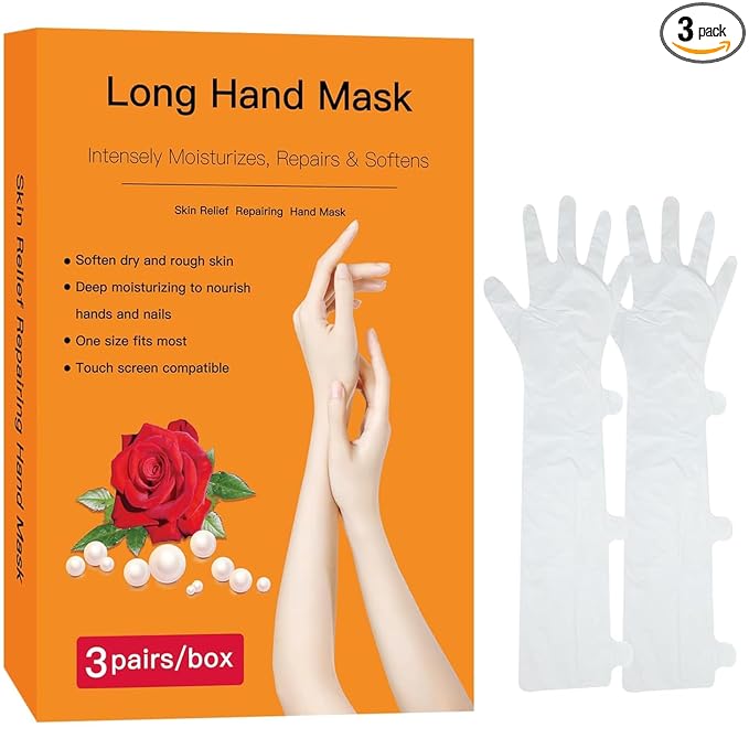 3 Pairs Moisturizing Hand Mask with Avocado and Shea Butter Oil effectively soothes and repairs dry, rough hands. Natural plant-based gloves suitable for both men and women.