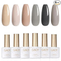 GAOY Gray Gel Nail Polish Set, 6 Colors Nude Brown Beige Soak Off UV Light Cure Gel Polish Kit for Salon and Nail Art DIY at Home