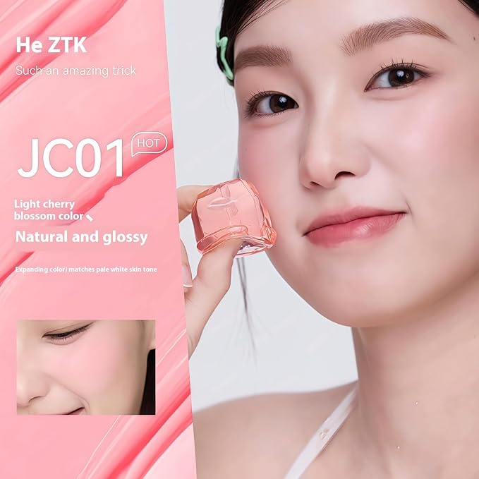 AZTK Jelly Color Liquid Blush, Lightweight Matte Cream Blusher with Sponge Applicator, 7 Shades for Face Contouring (01-JC01, 5ml)