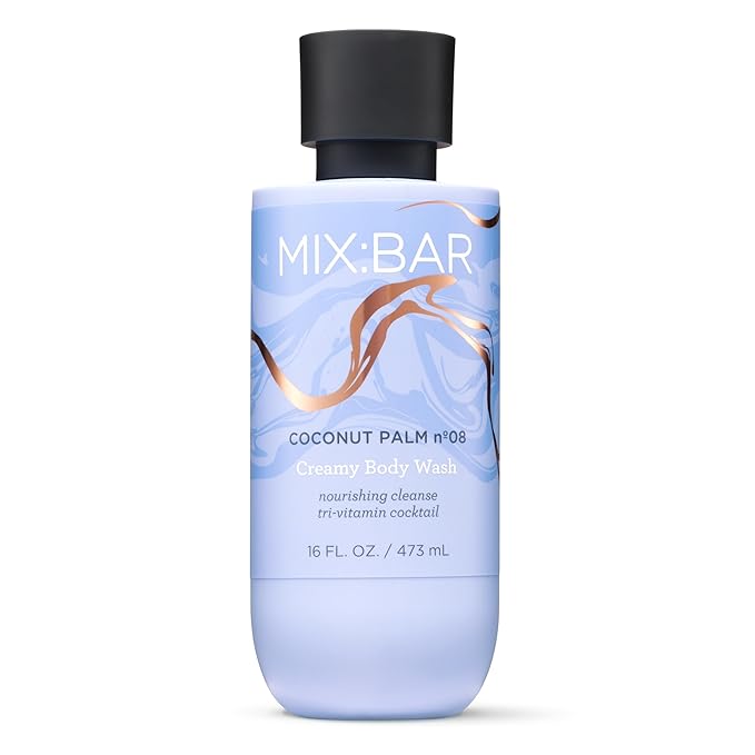 MIX:BAR Coconut Palm Creamy Body Wash for Women, Hydrating & Moisturizing with Niacinamide, Panthenol & Vitamin C - Vegan, Sulfate Free, Paraben Free, 16oz