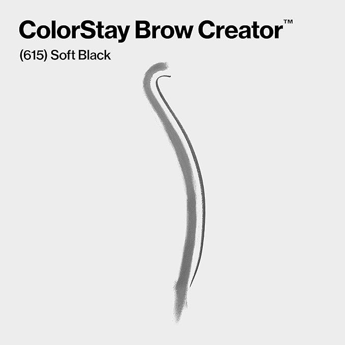 Revlon ColorStay Brow Creator, 2-in-1 Precise Eyebrow Pencil & Powder with Spoolie Brush, Waterproof & Long Lasting, 615 Soft Black, 0.003 oz