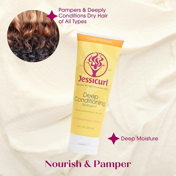 Jessicurl, Deep Conditioning Treatment, Citrus Lavender, 8 Fl oz. Deep Conditioner for Dry Damaged Hair, great Anti Frizz Hair Mask and Leave in Conditioner for Curly Hair
