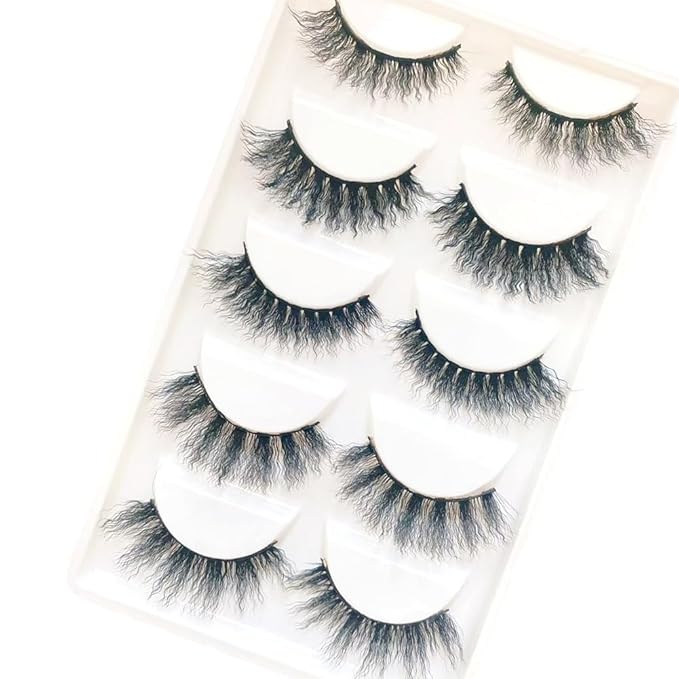 Sunniess 3D False Eyelashes,Faux Mink Eyelashes,Soft Fluffy Wispy Lashes Volume Dramatic Unique Eyelashes,Makeup False Eyelashes for Daily