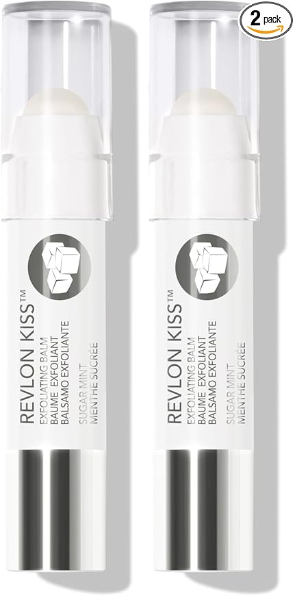 Revlon Kiss Sugar Scrub Exfoliating Lip Balm, 24 Hour Long Lasting Hydration, Sugar Mint, 0.09 oz (Pack of 2)