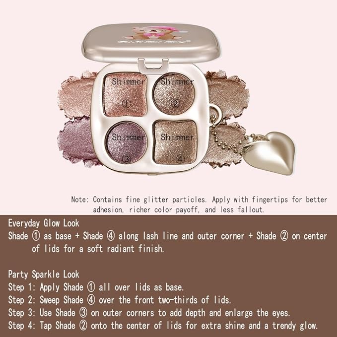 Metallic Rose Gold Shimmer Eyeshadow Palette with Mirror – Blendable Long-Lasting Glitter Glam Makeup, Festive Party Eye Look, Perfect for Blue, Green & Brown Eyes Paleta de Sombras de Ojos