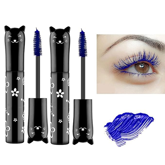 blue Colors Lashes Mascara Eyes Makeup Waterproof Fast Dry Eyelashes Curling Lengthening Lengthening, Lifting, Curling (blue 2 PCS)