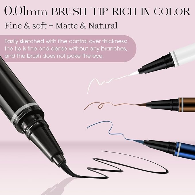 FADLASH Waterproof Eyeliner Liquid, Black Ink Matte Eye Liner,Smooth & Dry Quickly Eye Pen Smudge-Proof, Long-Lasting Natural Look, Not Prone, Highly Pigmented, Vegan (0.6 ml)