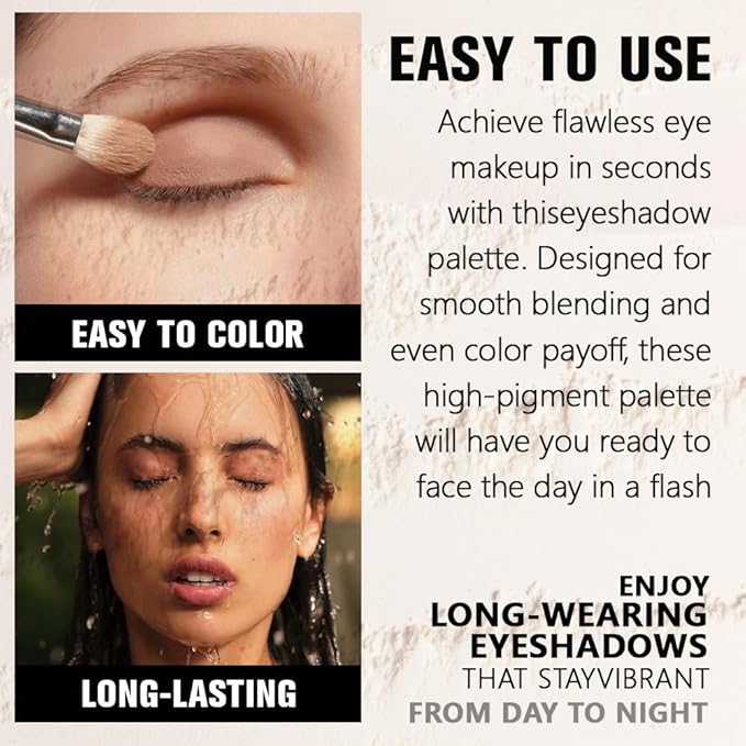 Pear White Glitter Single Eyeshadow, Lightweight Blendable Mini Eye Shadow for Older Women, Monochrome Eyeshadow Palette Makeup Pigmented Waterproof, Vegan & Cruelty-Free, 11