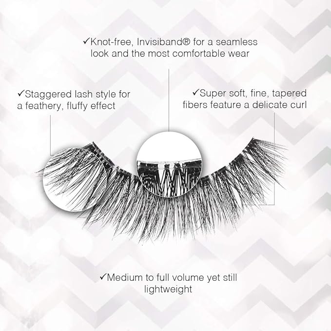 Ardell False Eyelashes 3D Faux Mink Lashes, 861 - Lightweight Reusable Strip Lashes with Invisiband, Ultra-Fluffy Volume for a Bold and Dramatic Look, 4 Pairs