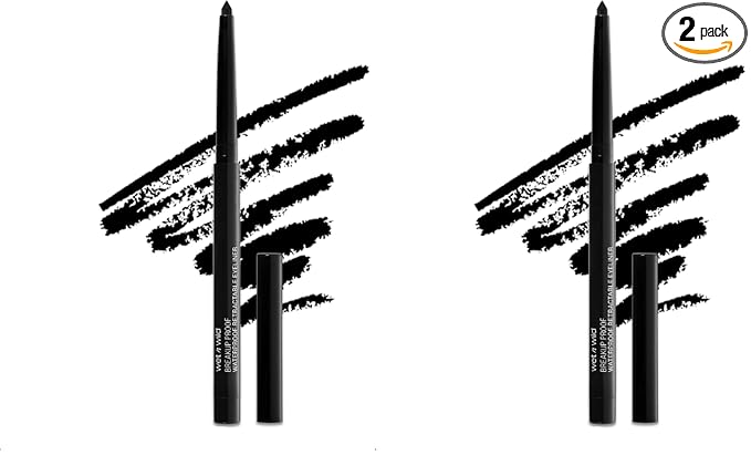 wet n wild Mega Last Breakup Proof Retractable Eyeliner - Ultra-Fine Brush, Waterproof,16-Hour Long-Lasting Wear - Cruelty-Free & Vegan - Black (Pack of 2)