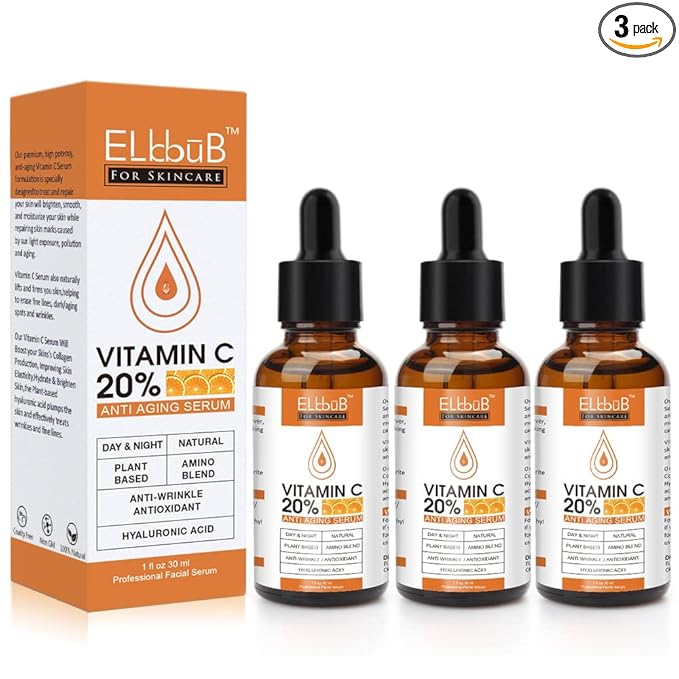Premium 20% Vitamin C Serum For Face - (3PACK) with Hyaluronic Acid, Retinol & Amino Acids - Boost Skin Collagen,Hydrate & Plump Skin, Anti Aging & Wrinkle Facial Serum