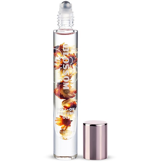 Blossom Roll on Perfume for Women Alcohol Free Gourmand Rollerball Perfume Oil with Essential Oils, Infused with Real Flowers, Made in USA, 0.20oz, (Honey, Vanilla Caramel, Sugar) Honey Crème Brulee