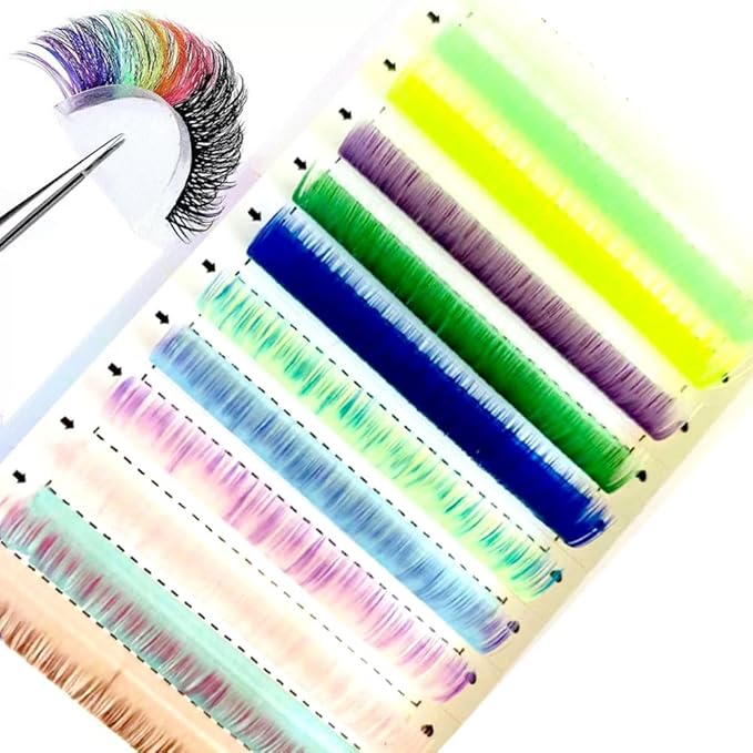 Sunniess 12 Rows Colored Lash Extensions Ombre Colored Lashes Mix Color Single Classic Eyelash 15mm 0.07mm D curl Eyelash Extensions for Professional