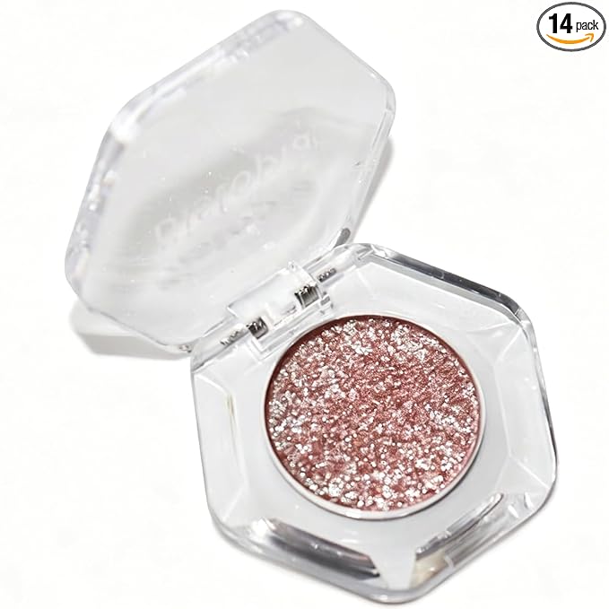 Chameleon Eyeshadow Collection, 14 Shades, Glitter Pressed Powder, Iridescent Shimmer Colors. (Hilt)
