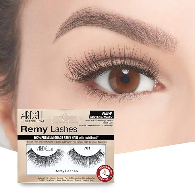 Ardell Remy Lash 781, Premium Grade Remy Hair False Lashes with Invisiband, 4 pairs