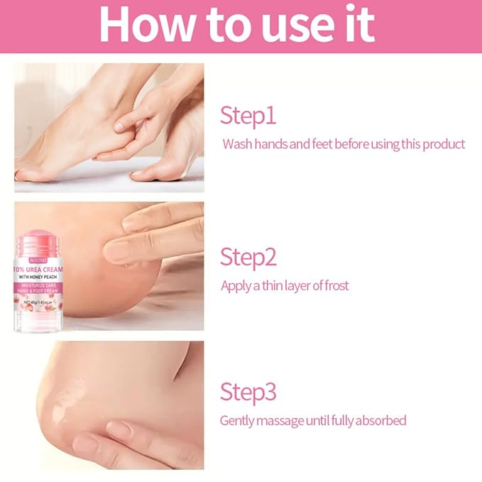 Peach Hand and Foot Cream Stick, Nourishing Foot Balm Moisturizer with Honey Hydrates and Repairs Dry Cracked Feet Hand & Nail Rough Heels and Soothing Skin Care for Women and Men - 1.41oz