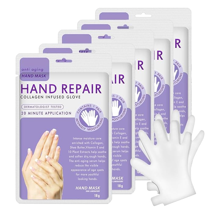 Liefiet Hand Peel Mask Moisturizing Gloves 5Pack, Hydrating Hand Masks Repair Dry Cracked Hands, Skin Moisturizer for Soft and Smooth Touch