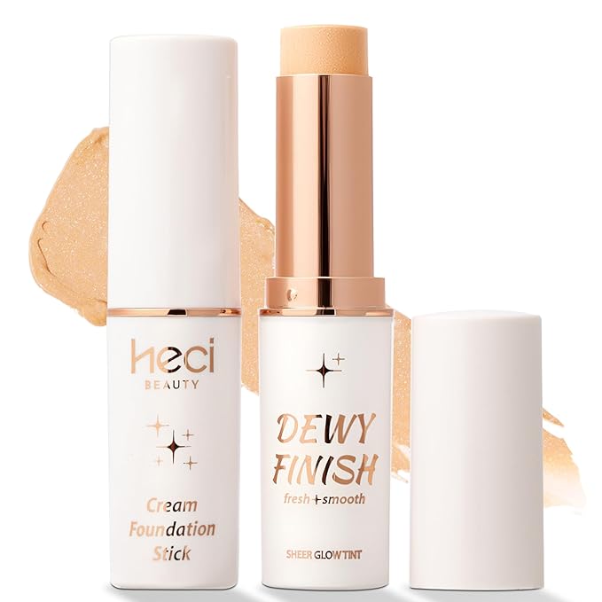 HECI BEAUTY Tinted Foundation Stick, Balm to Cream Foundation with Light to Medium Coverage, Infused with Hydrating Ingredients - Fair 01, 0.25 oz