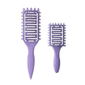 Curl Defining Brush for Curly Hair, Vented Detangling Hair Brush for Wet and Dry Styling, Curved Brush for Shaping and Smoothing Curl Clumps, Lightweight Hair Brush (2Pcs Purple)