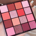 16 Colors Pink Red Matte Glitter Metallic Eye Shadow Palette, Korean Eyeshadow Palette Makeup, Pigmented Red Eyeshadow Kit for Halloween Parties, Joker Vampire Clown Makeup