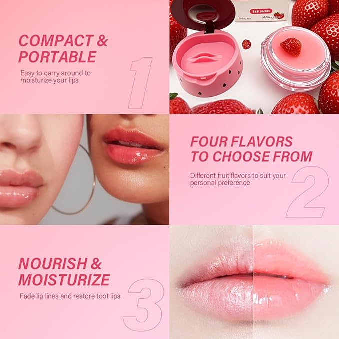 Lip Balm Honey Pot, Vitamin E Lip Masks & Moisturizing Propolis Sleeping Lip Mask (1 Pack Apple)