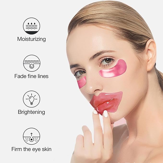 30 Pairs Eye Masks & Lip Masks, Under Eye Patches for Puffy Eyes, Moisturizing Lip Mask Pink Pads, Reducing Fine Lines, Bridal Shower Gifts, Graduation Gifts, Wedding Bridesmaid Gifts, Bulk Gifts