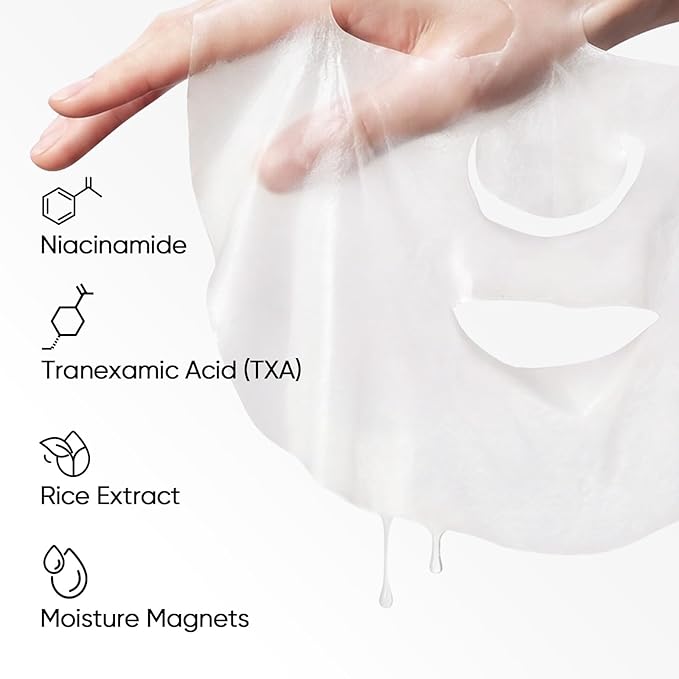SKINTIFIC Niacinamide Brightening Daily Sheet Mask, 10-Min Facial Mask with Tranexamic Acid & Rice Extract, Hydrating & Smoothing for Even Tone and Radiant-Looking Skin (400g,30 sheets)