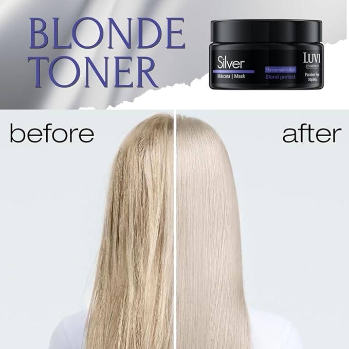 LUVI COSMETICS Silver Mask Blond Protect (8.47 fl oz/240 g) - Essential Blonde Hair Care for Glossy Hair Treatment, Superior Home Hair Treatment Solution