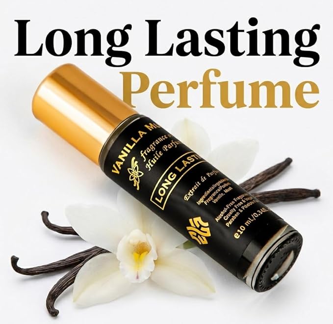 Vanilla Musk Eau de perfum Perfume oil, 0.34fl oz roll on perfume oil, Long Lasting, Alcohol-Free Perfume